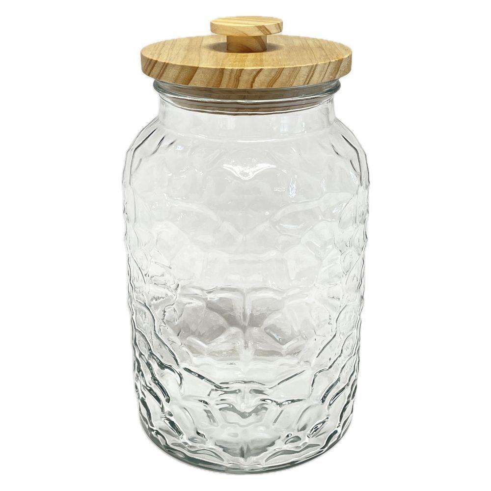 RUE 61245 Barattolo Vetro Biot Tappo Legno 3800Ml 16*16*28,7Cm