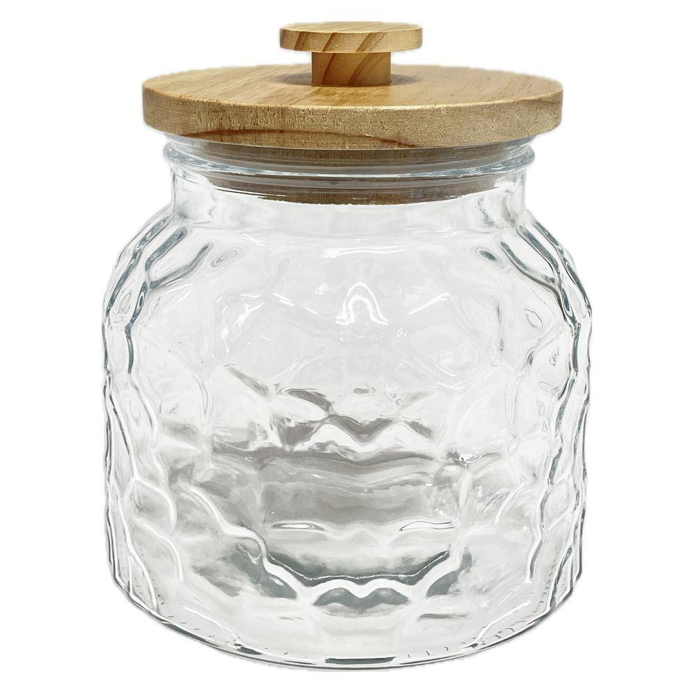 RUE 61247 Barattolo Vetro Biot Tappo Legno 2000Ml 16*16*18,6Cm