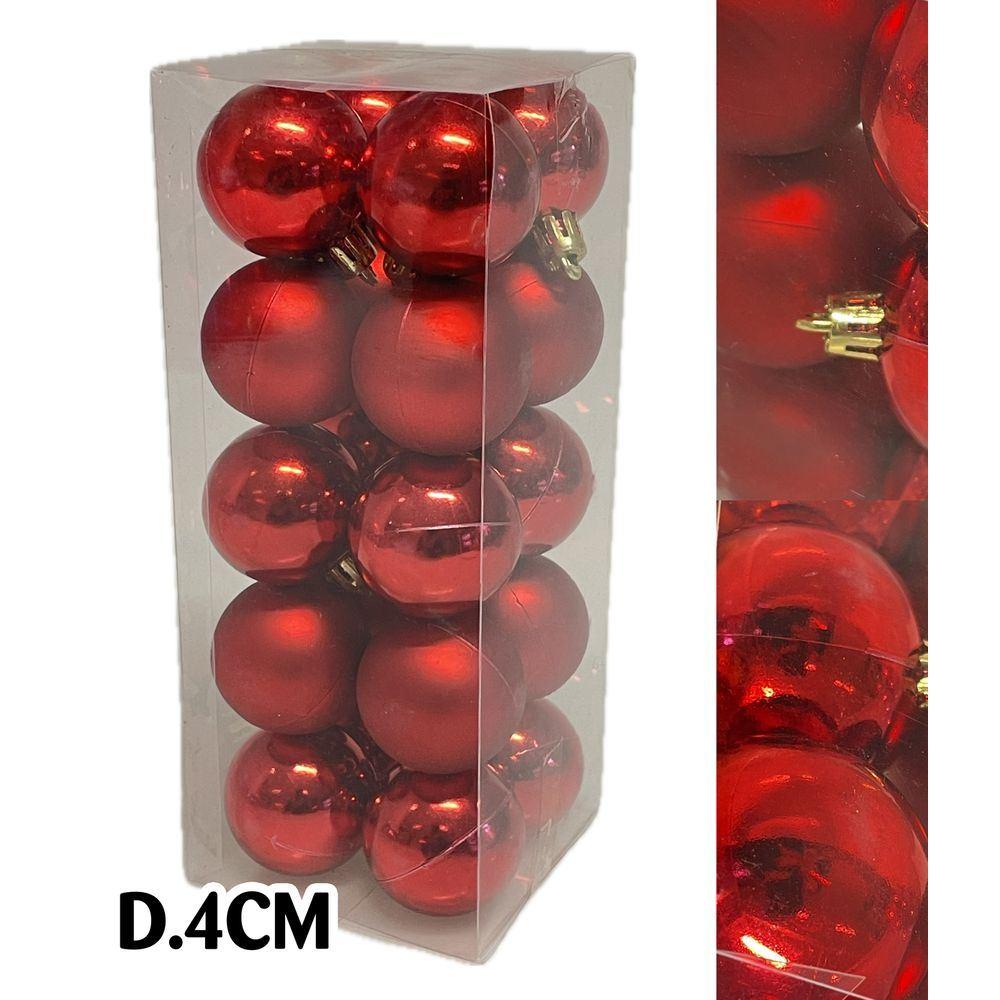 Sci 60594 Conf. Xmas Box 20 Sfere D.4Cm Rosso