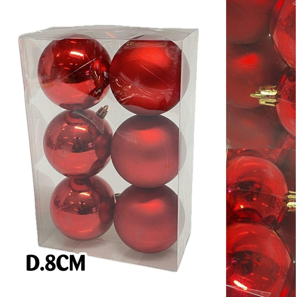 Sci 60618 Conf. Xmas 6 Sfere D.8Cm Rosso - Plastica Rosso - Addobbi Albero | Mikasa