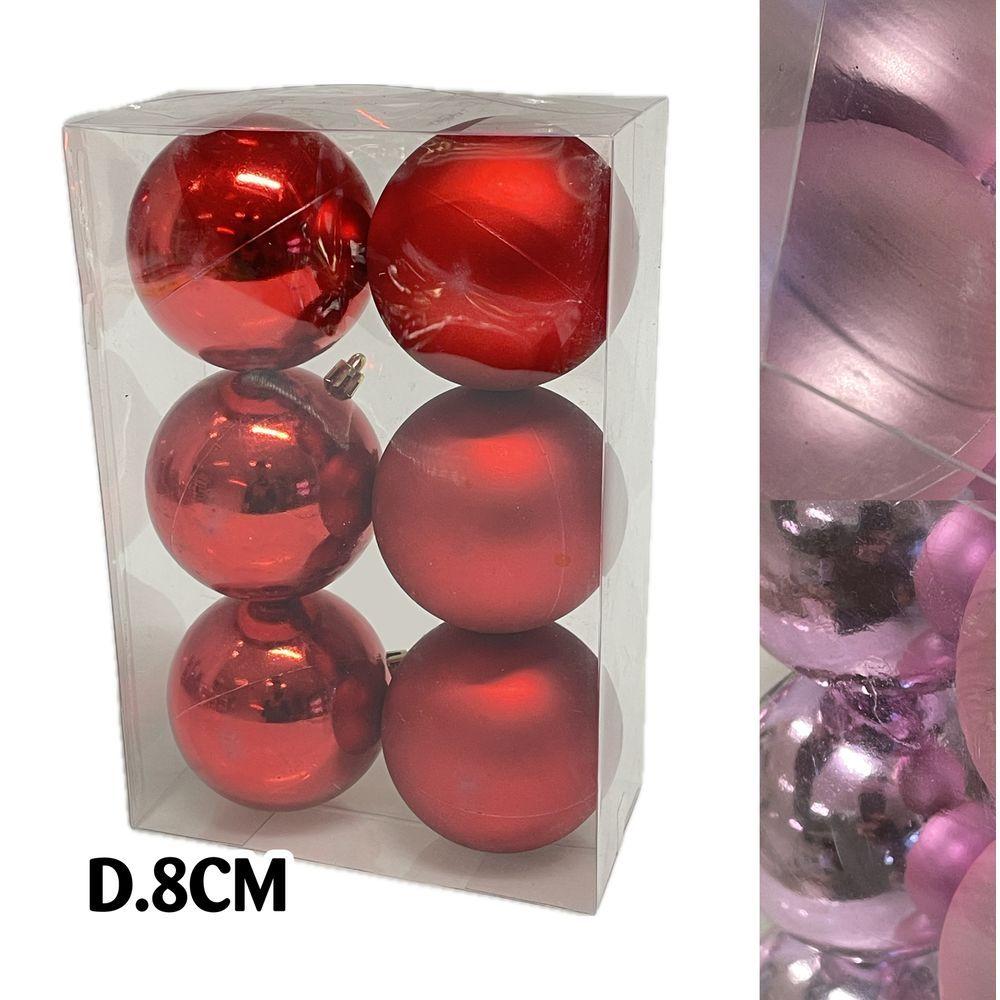 Sci 60623 Conf. Xmas 6 Sfere D.8Cm Rosa - Plastica Rosa - Addobbi Albero | Mikasa