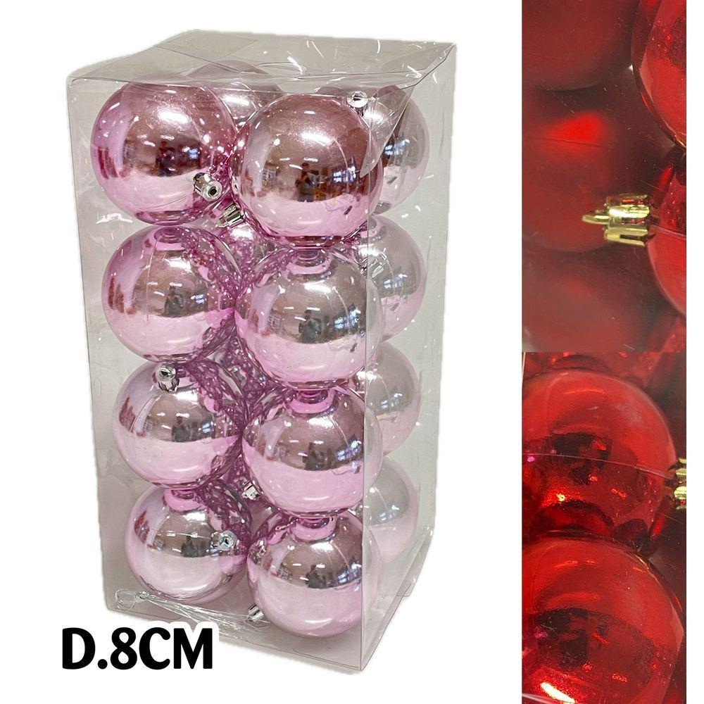 Sci 60624 Conf. Xmas 16 Sfere D.8Cm Rosso - Plastica Rosso - Addobbi Albero | Mikasa