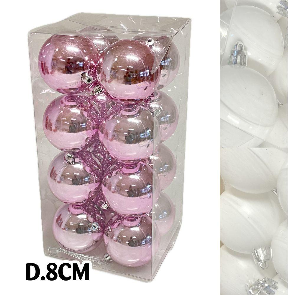 Sci 60626 Conf. Xmas 16 Sfere D.8Cm Perla - Plastica Bianco - Addobbi Albero | Mikasa