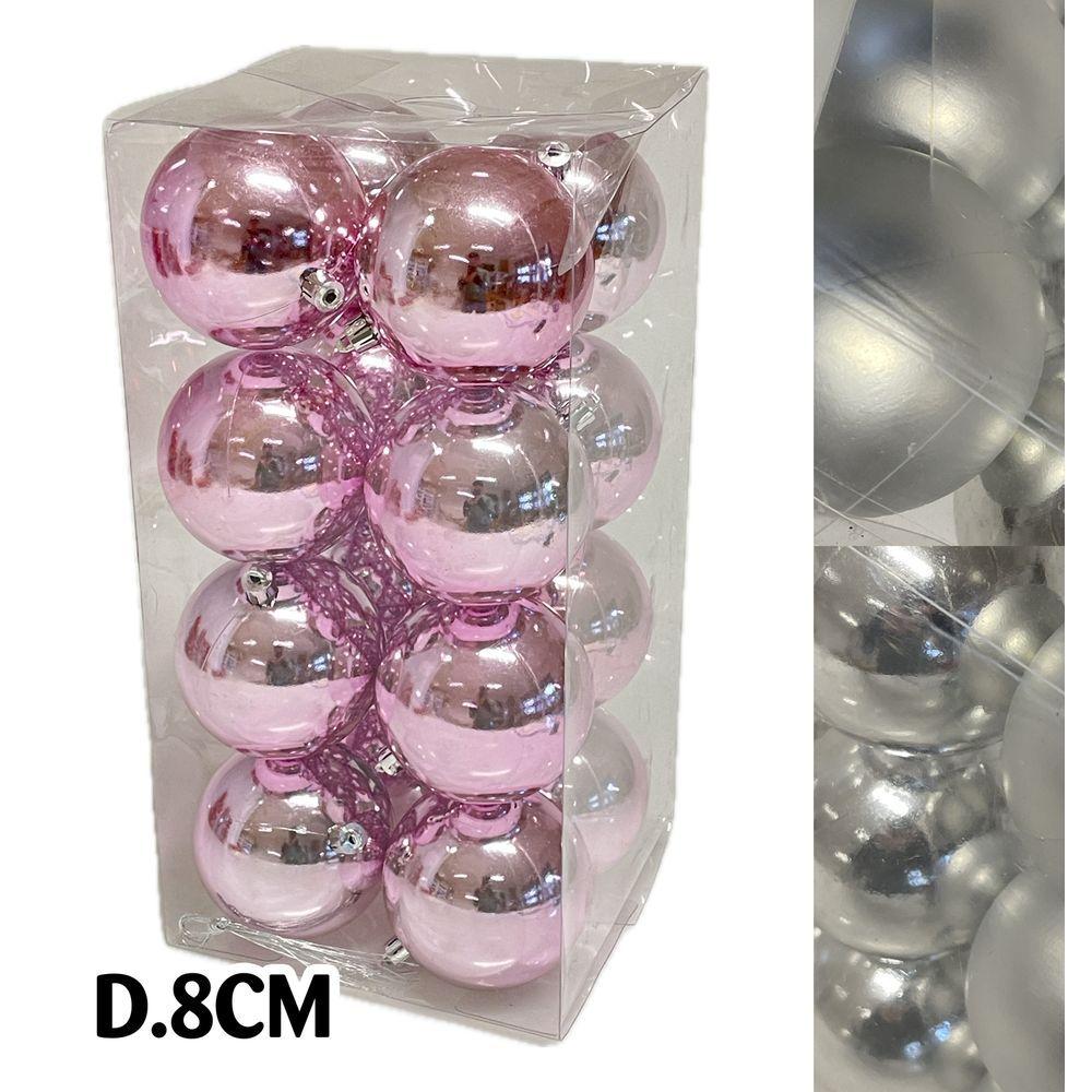 Sci 60627 Conf. Xmas 16 Sfere D.8Cm Argento - Plastica Argento - Addobbi Albero | Mikasa