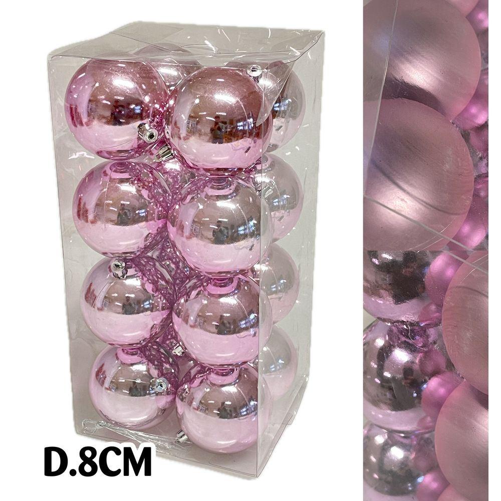 Sci 60629 Conf. Xmas 16 Sfere D.8Cm Rosa