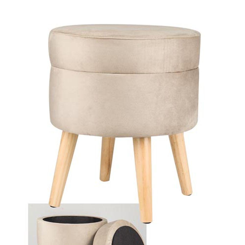 Tia 56219 Sgabello Contenitore Cloud Tortora D.36*43Cm - Velluto Tortora - Sgabelli | Mikasa