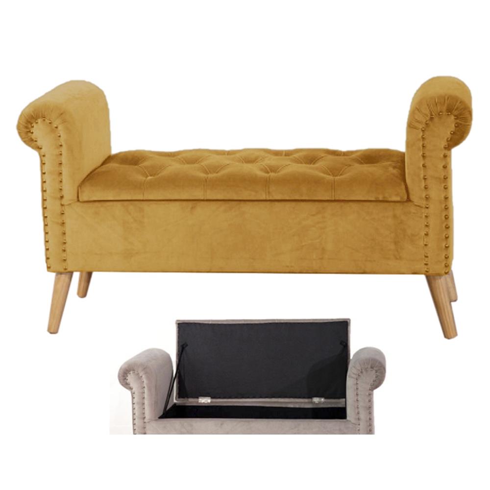 Tia 56439 Panca Impero Velvet Senape 112*40*62Cm - Velluto Giallo - Panchine | Mikasa