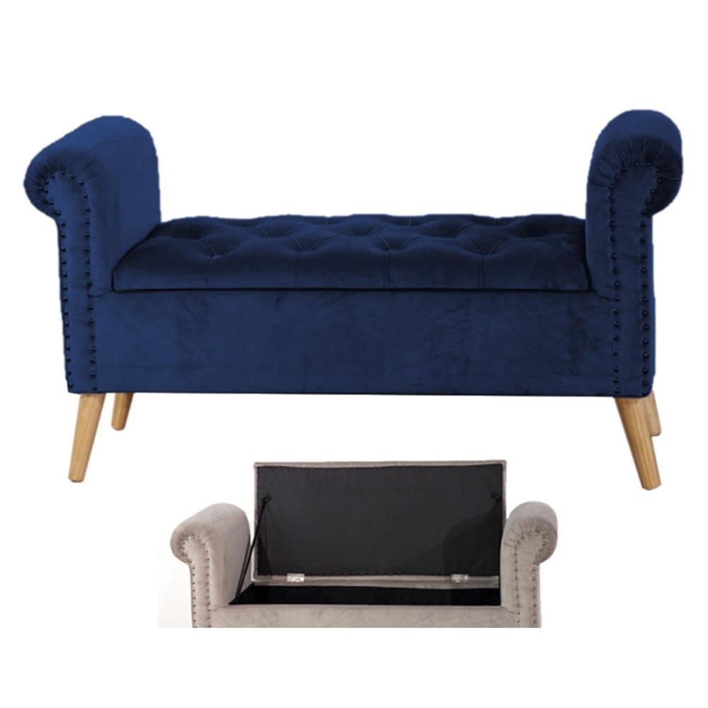 Tia 56441 Panca Impero Velvet Blu 112*40*62Cm - Velluto Blu - Panchine | Mikasa