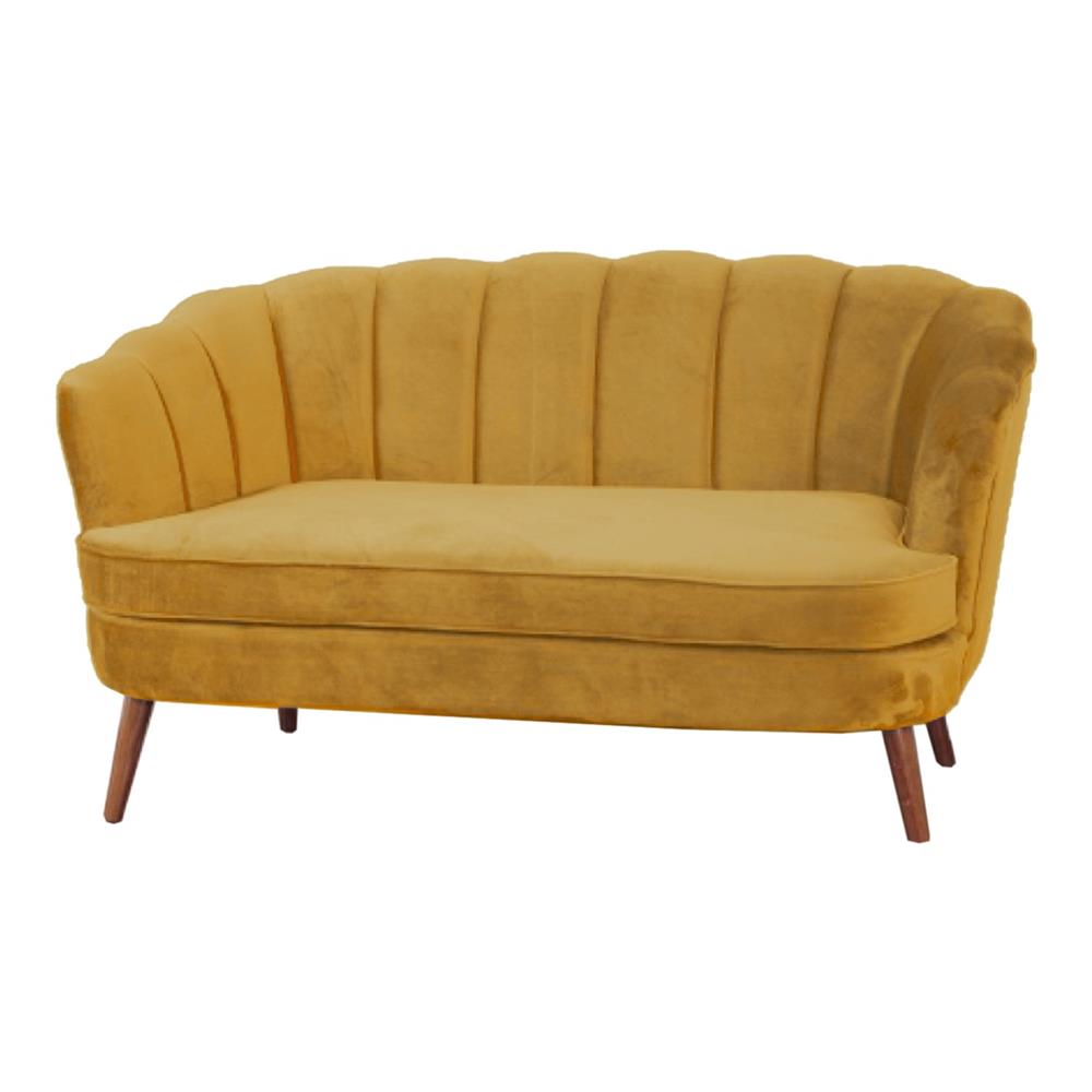 Tia 56448 Divano Due Posti Conchiglia Senape 139*76*77Cm - Velluto Giallo - Divani | Mikasa