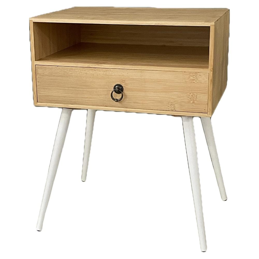 Tia 59547 Comodino Single White Bamboo 40*29,5*50Cm - Bianco - Comodini | Mikasa