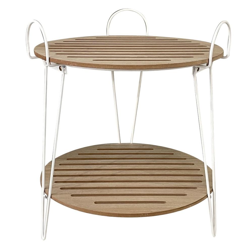 Tia 59549 Tavolino 2 Livelli Slim White Bamboo 47*46*54Cm - Bianco - Tavolini | Mikasa