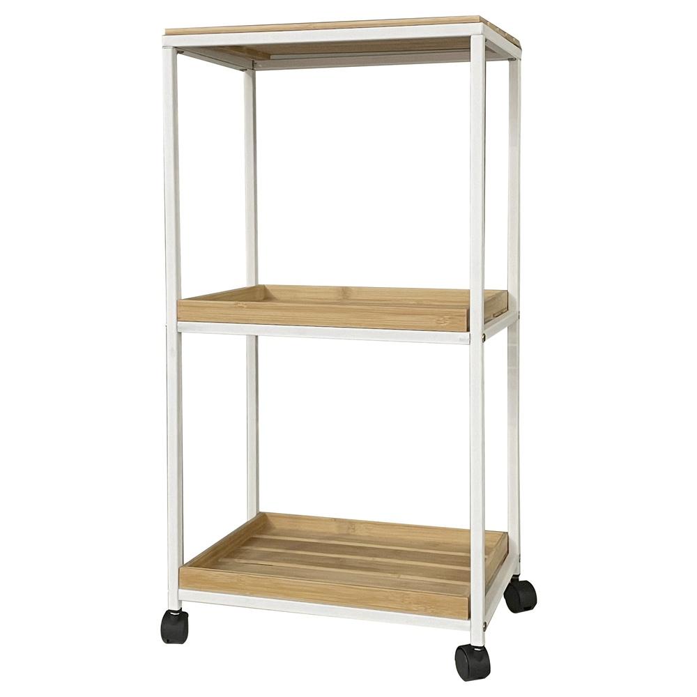 Tia 59550 Mobiletto 3 Ripiani Square White Bamboo 44*30*85Cm