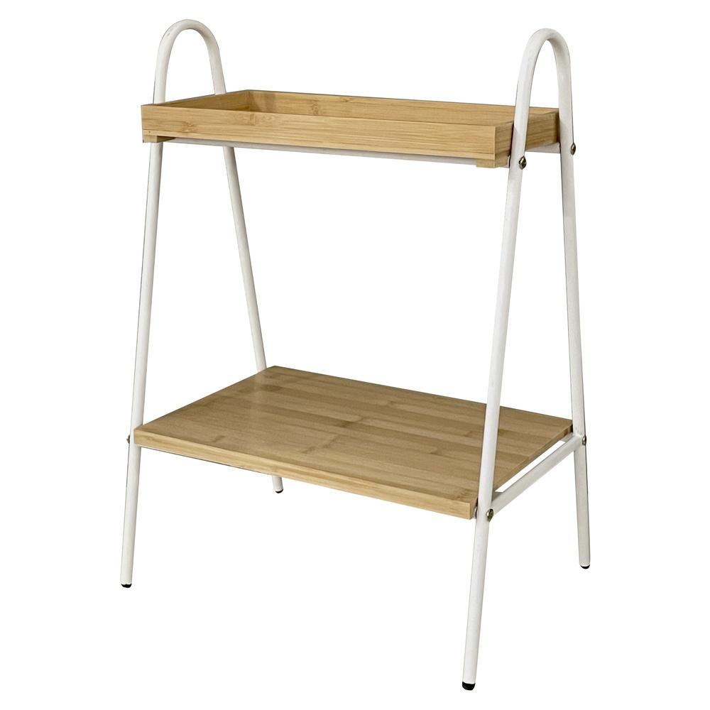 Tia 59551 Mobiletto Triangolo 2 Ripiani White Bamboo 42*30*59Cm