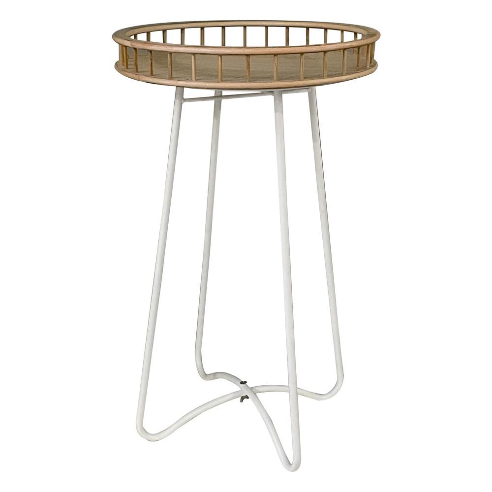 Tia 59554 Tavolino Alto White Bamboo 40*40*66,5Cm - Bianco - Tavolini | Mikasa