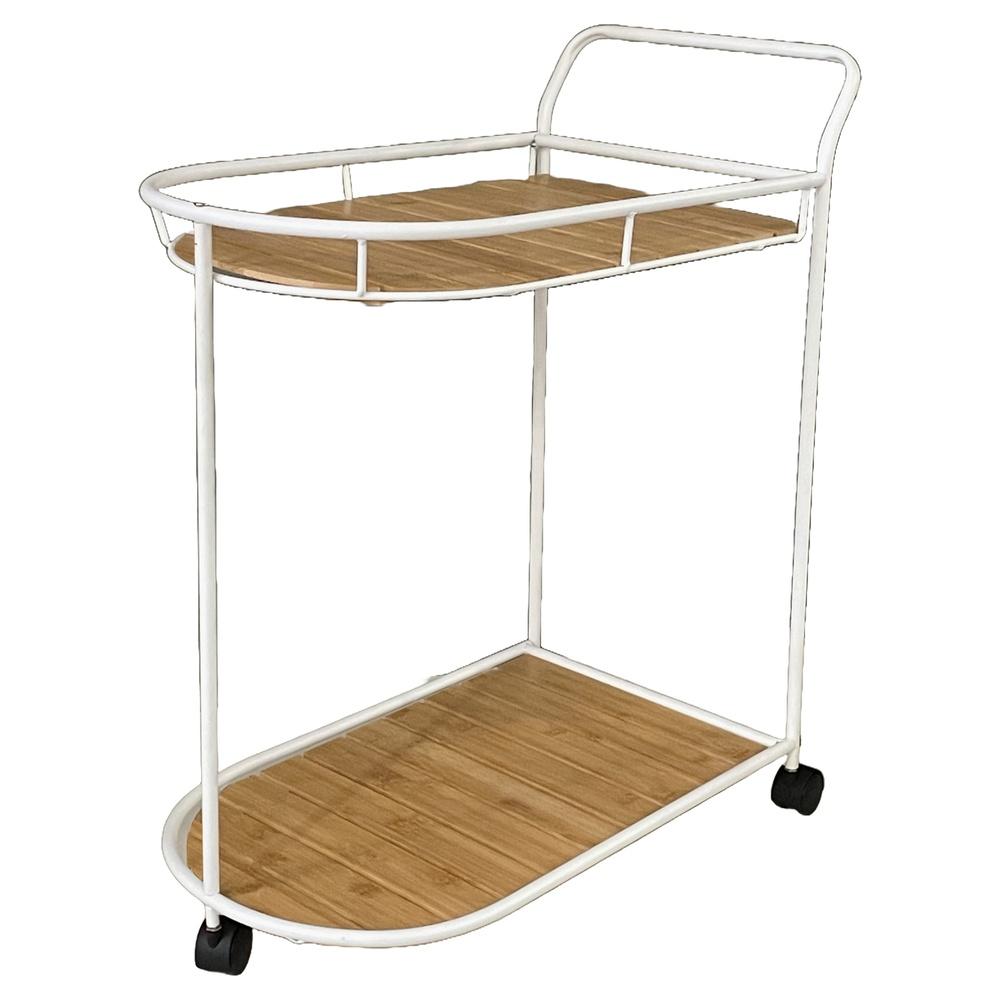 Tia 59557 Carrello 2 Ripiani White Bamboo 60,5*33*69,5Cm