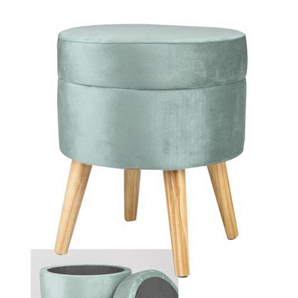 Tia 61095 Sgabello Contenitore Cloud Tiffany D.36*43Cm - Velluto Blu - Sgabelli | Mikasa