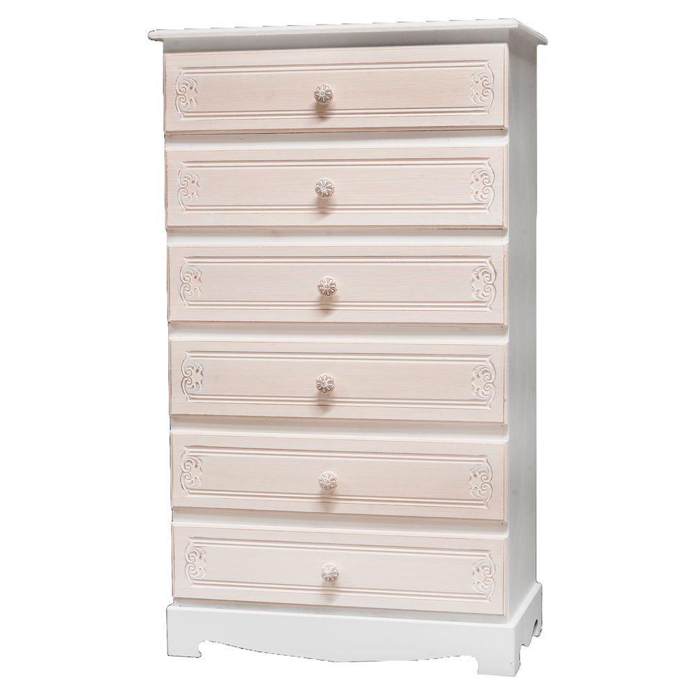 TIA 61908 Cassettiera 6 Cassetti Coventry 54,5*30*94,5Cm - MDF Bianco - Como & Cassettiere | Mikasa