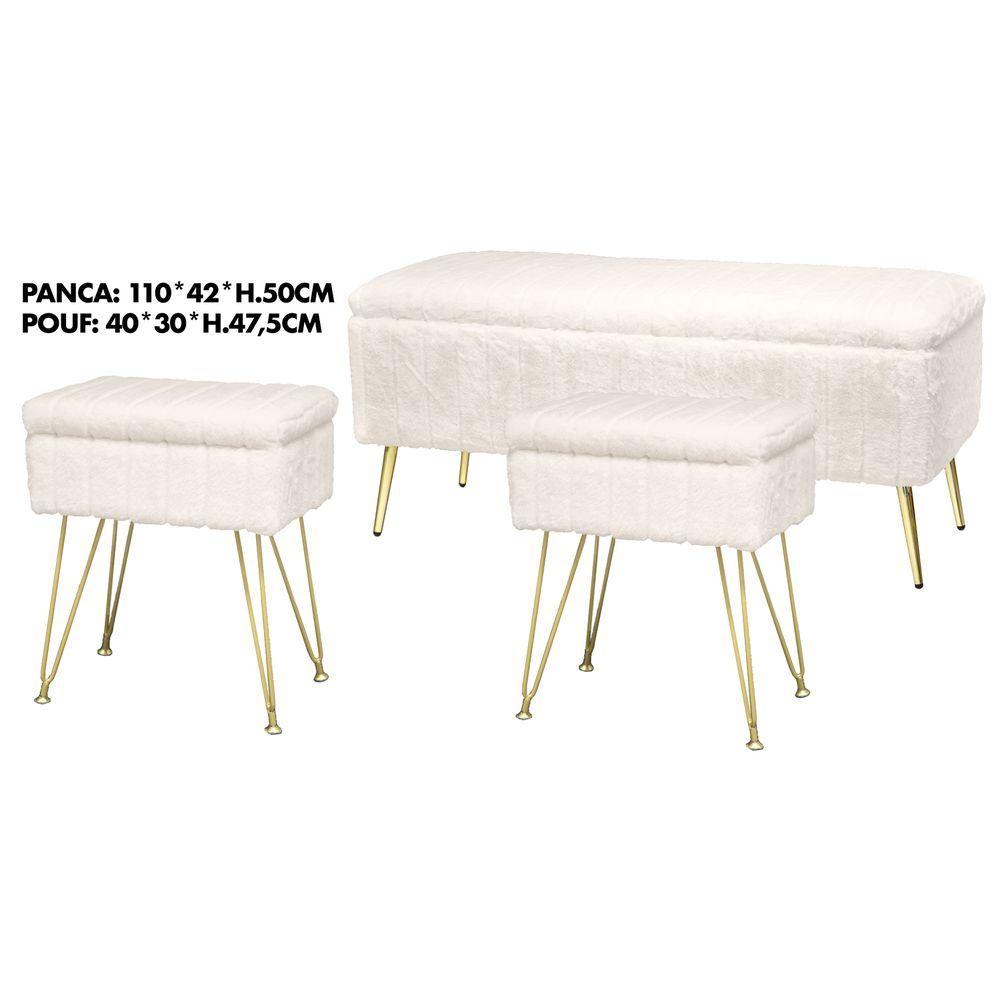 TIA 62341 Set Panca + 2 Sgabelli Soft Strisce Crema - Crema - Panchine | Mikasa