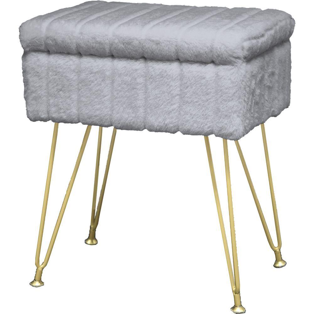 TIA 62346 Sgabello Soft Strisce Grigio 40*30*47,5 - Grigio - Sgabelli | Mikasa