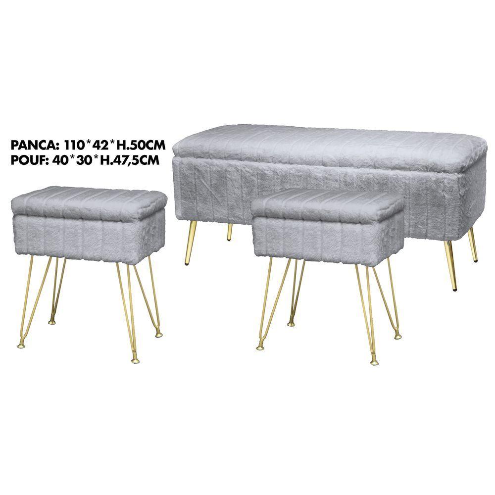 TIA 62344 Set Panca + 2 Sgabelli Soft Strisce Grigi - Grigio - Panchine | Mikasa