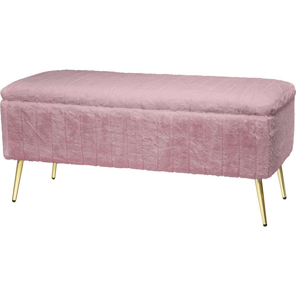 TIA 62348 Panca Soft Strisce Rosa Antico 110*42*50Cm - Rosa - Panchine | Mikasa