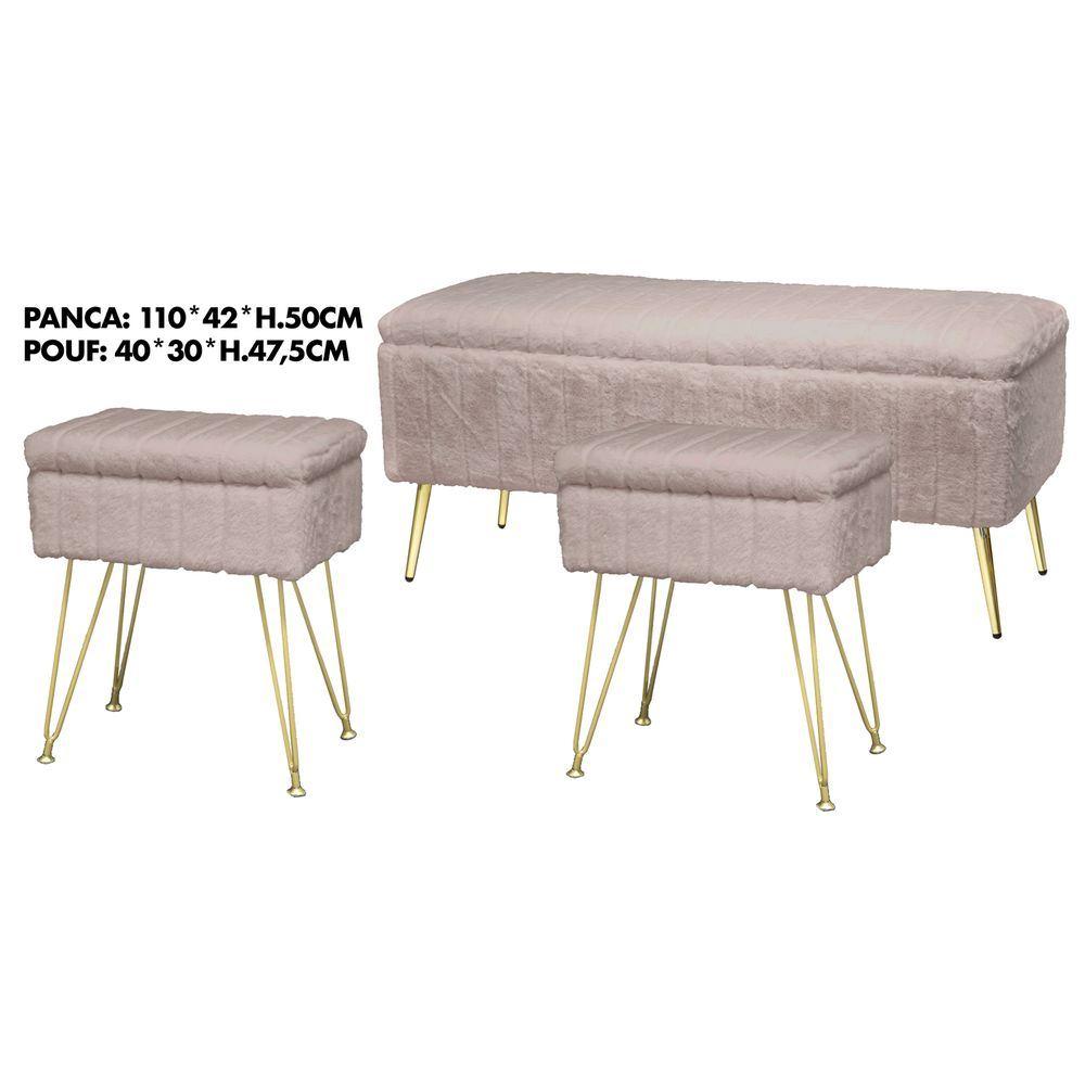 TIA 62350 Set Panca + 2 Sgabelli Soft Strisce Tortora - Tortora - Panchine | Mikasa