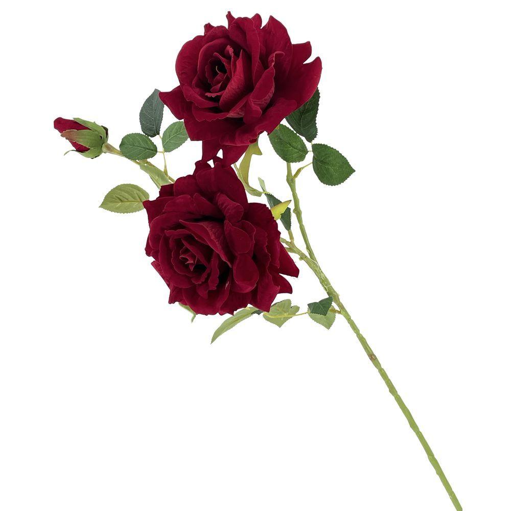 TIG 62459 Stelo Rosa Red Velvet 2 Fiori Bocciolo 82Cm