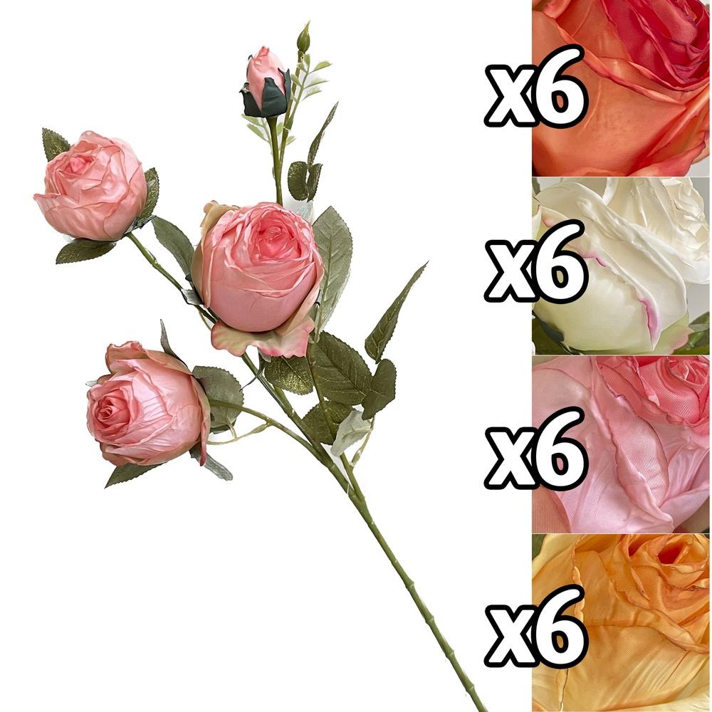 Tin 59865 Stelo Rosa 4 Fiori 64Cm 4 Ass.
