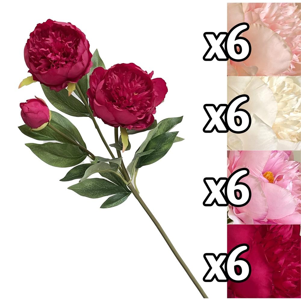 Tin 59867 Stelo Peony 3 Fiori 78Cm 4 Ass.