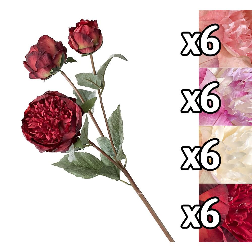 Tin 59870 Stelo Peonia Nature 4 Fiori 70Cm 4 Ass.