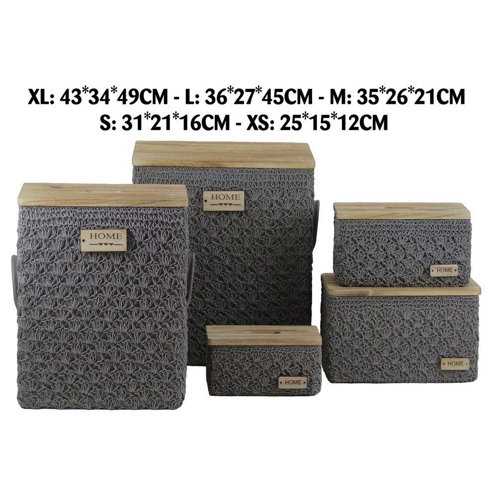 Ton 60797 Set 5 Contenitori Rett. Nature Grey Fabric