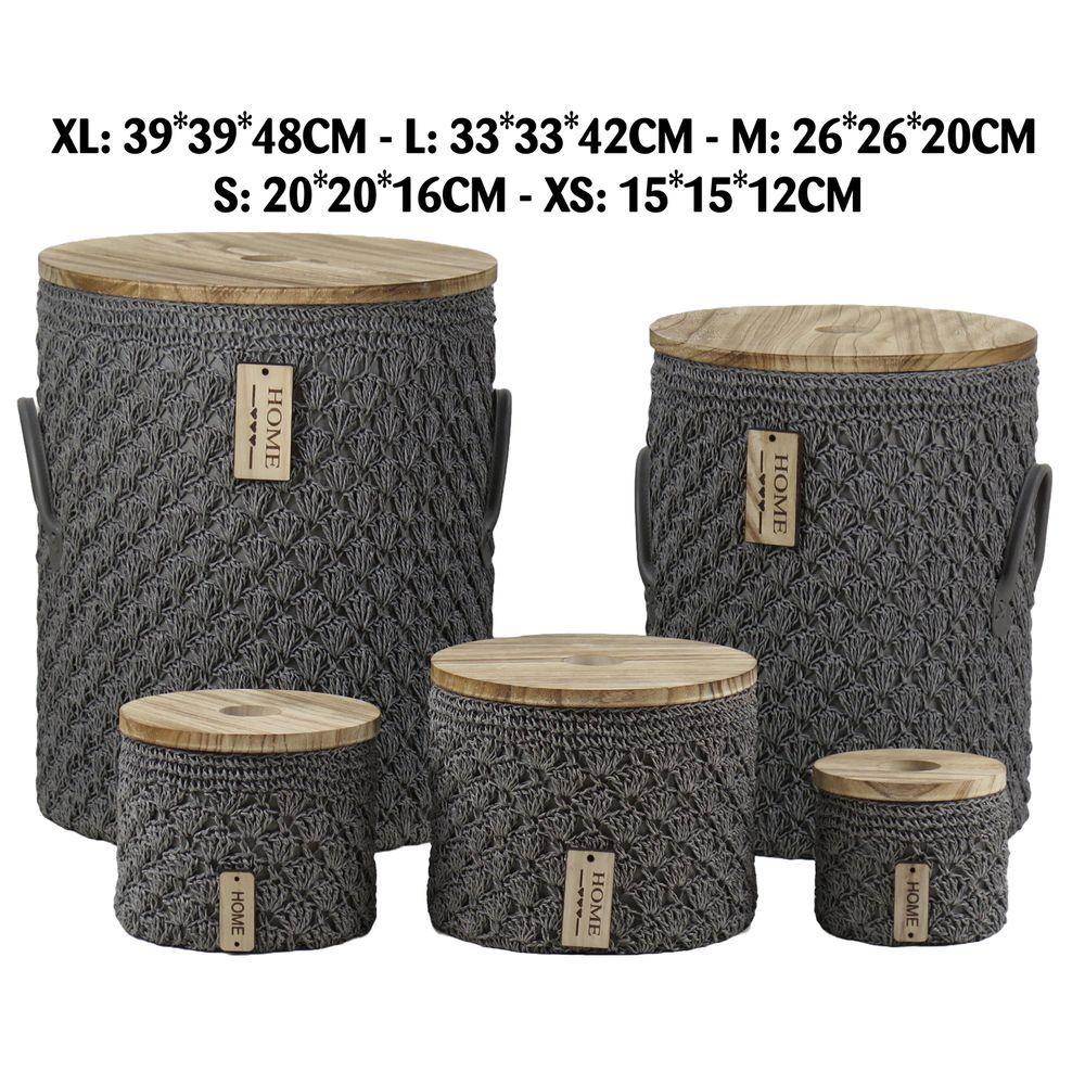 Ton 60803 Set 5 Contenitori Tondi Nature Grey Fabric