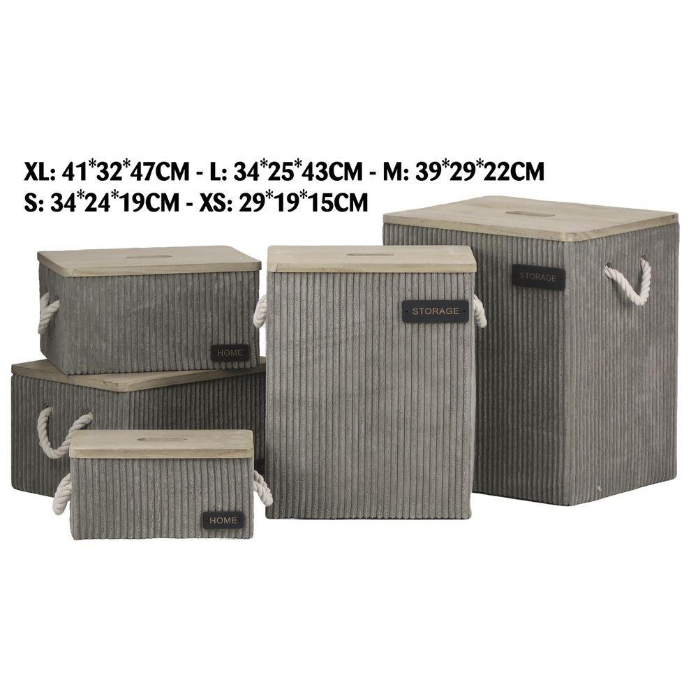 Ton 60821 Set 5 Contenitori Rett. Soft A Coste Grey