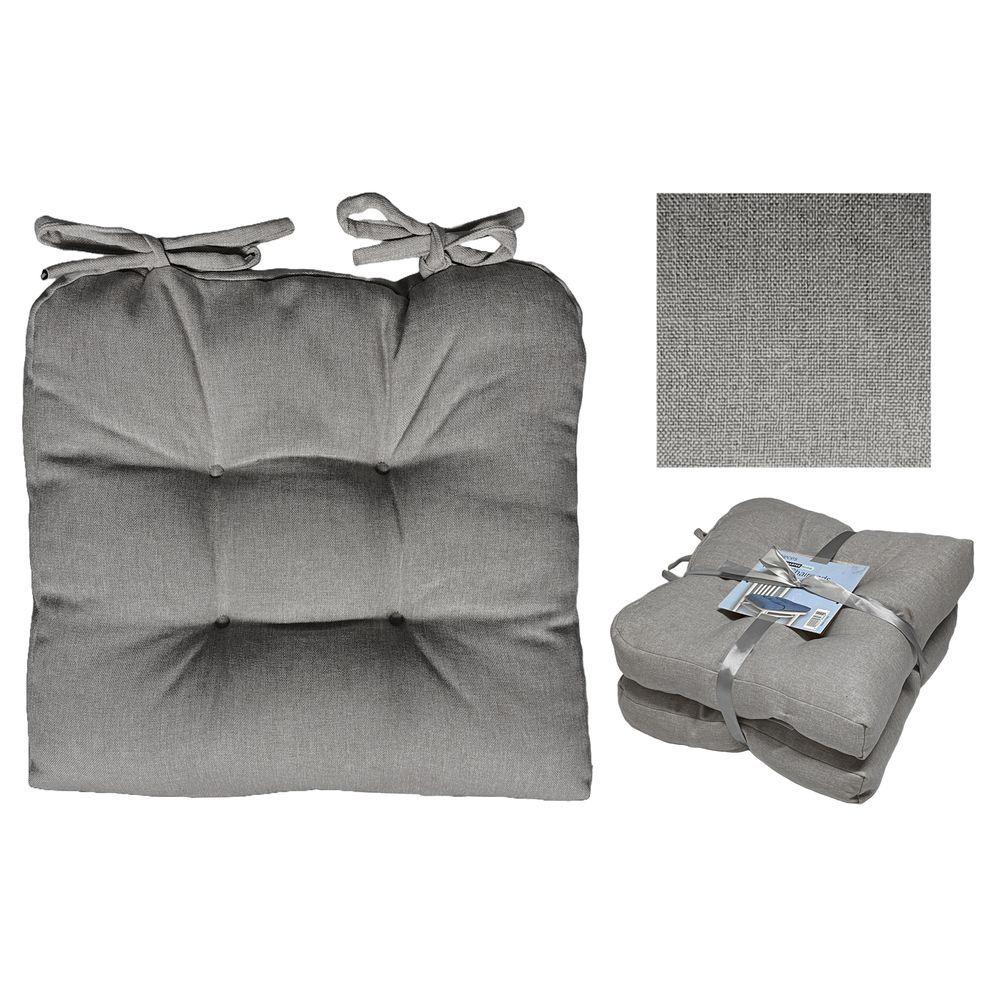 TPE 62221 Set 2 Cuscini Da Seduta Grigi 2 X 38*38*8Cm