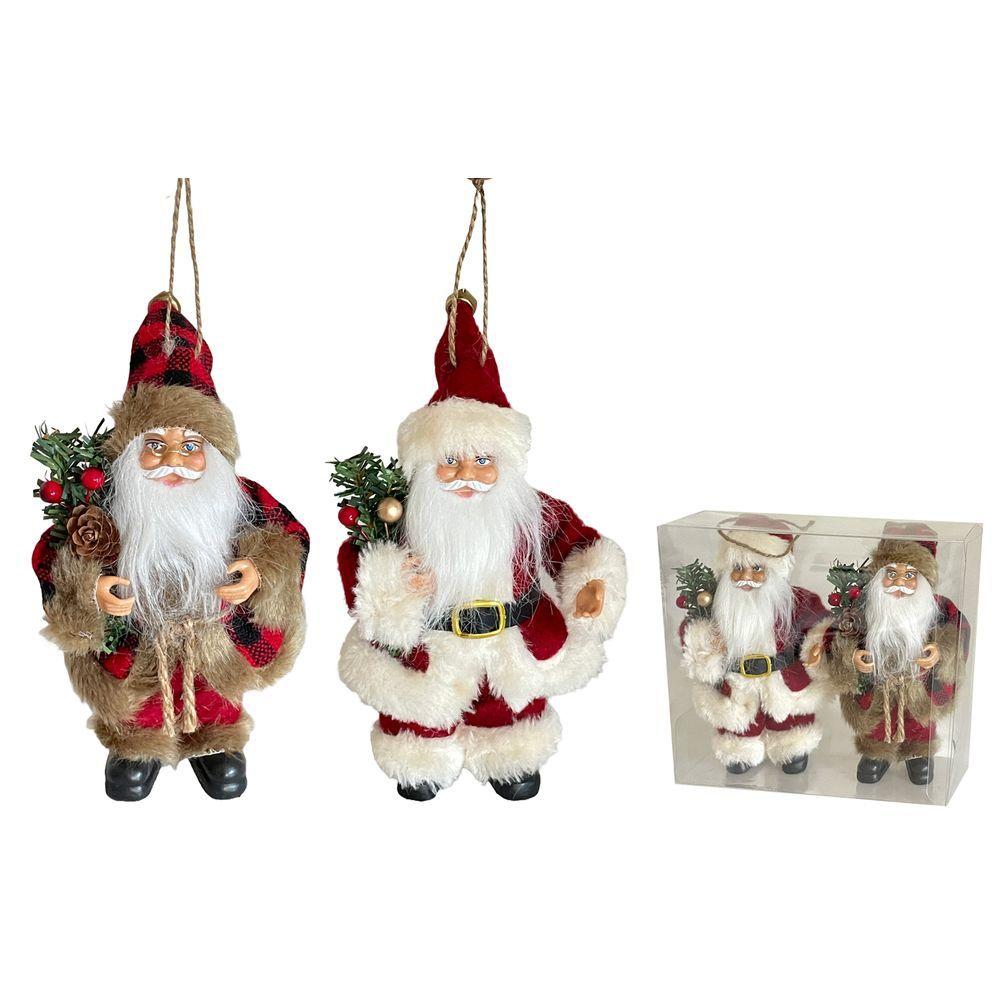 Tsm 61694 Confezione Due Babbo Natale Hanging 2X 18Cm 3 Ass.