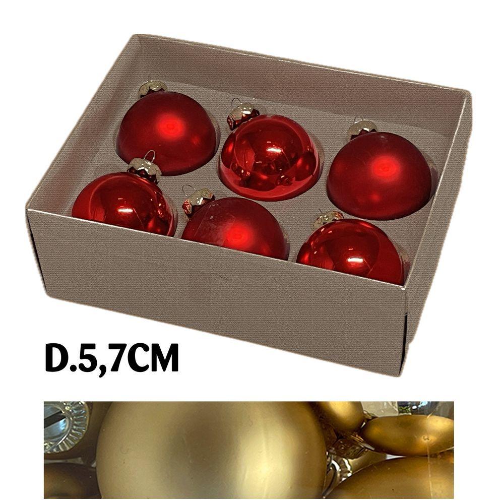 Uan 60914 Conf. Nature X6 Sfere Vetro Xmas D.5,7Cm Oro