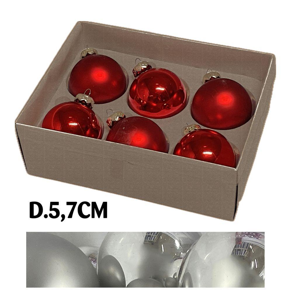 Uan 60916 Conf. Nature X6 Sfere Vetro Xmas D.5,7Cm Argento