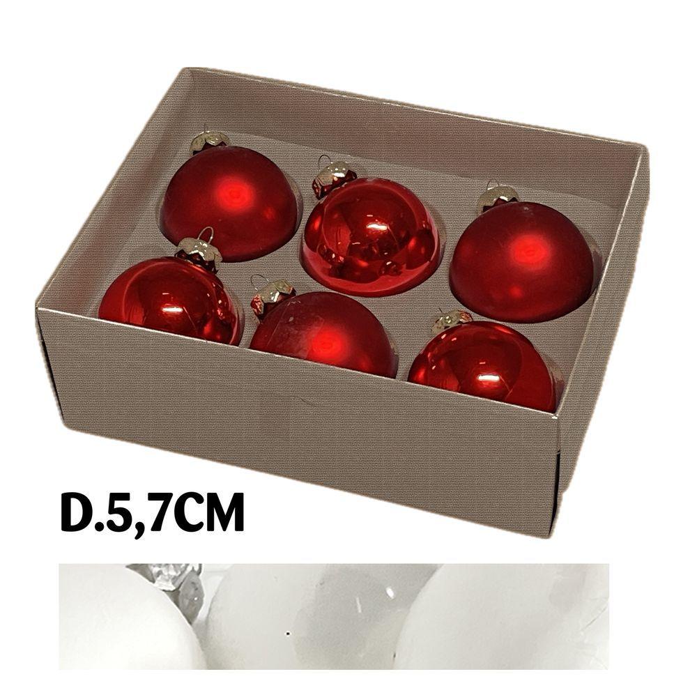 Uan 60920 Conf. Nature X6 Sfere Vetro Xmas D.5,7Cm Bianco