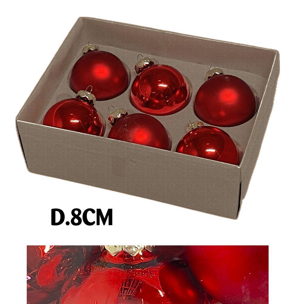 Uan 60922 Conf. Nature X6 Sfere Vetro Xmas D.8Cm Rosso - Vetro Rosso - Addobbi Albero | Mikasa