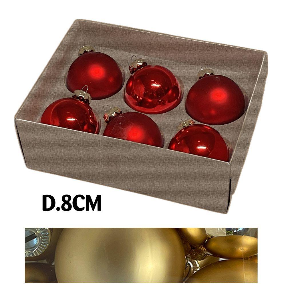 Uan 60925 Conf. Nature X6 Sfere Vetro Xmas D.8Cm Oro