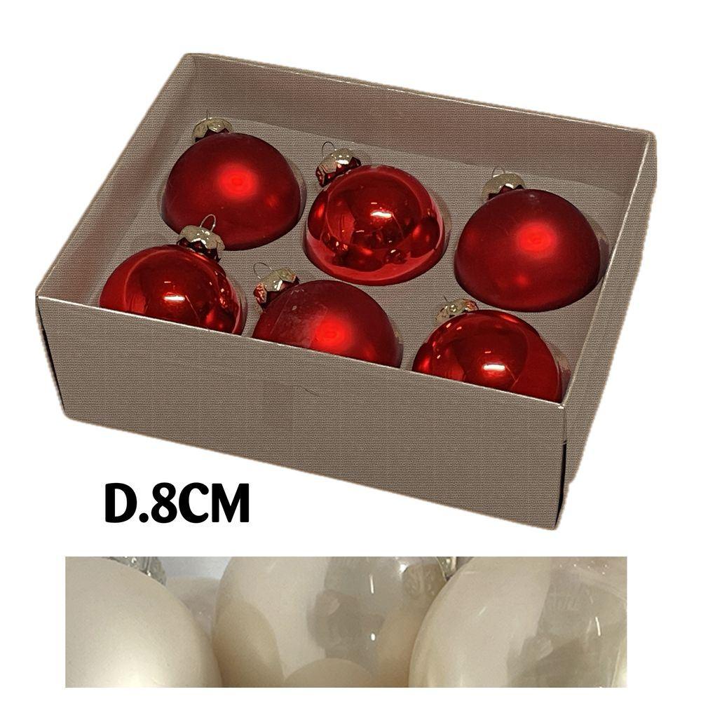 Uan 60926 Conf. Nature X6 Sfere Vetro Xmas D.8Cm Avorio