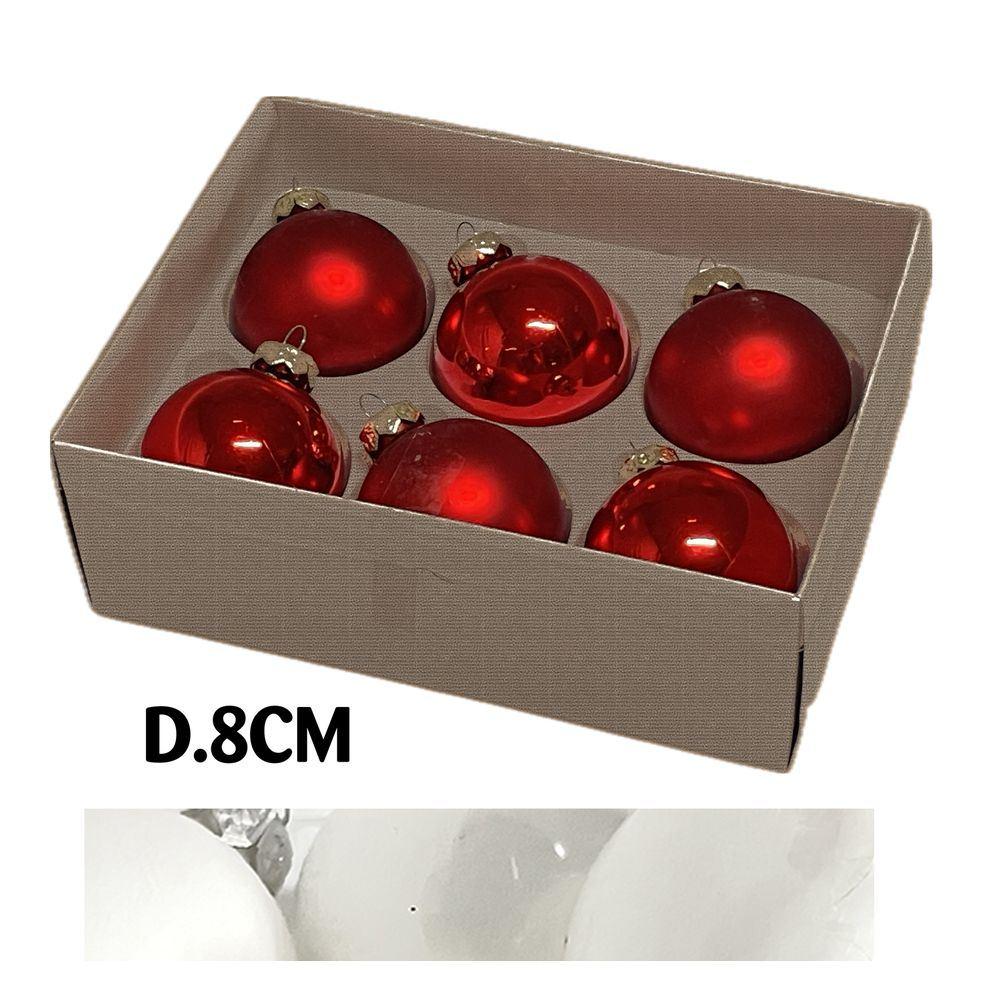 Uan 60931 Conf. Nature X6 Sfere Vetro Xmas D.8Cm Bianco