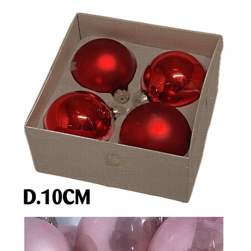 Uan 60935 Conf. Nature X4 Sfere Vetro Xmas D.10Cm Rosa - Vetro Rosa - Addobbi Albero | Mikasa
