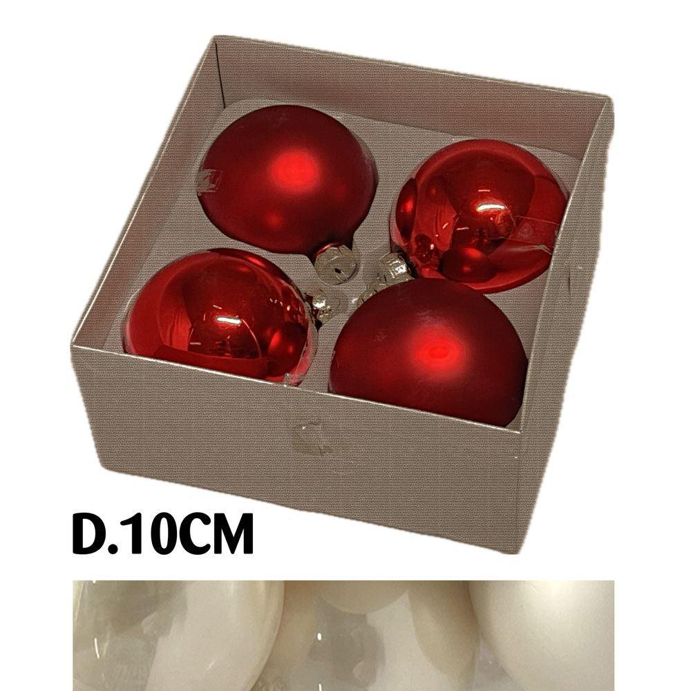 Uan 60937 Conf. Nature X4 Sfere Vetro Xmas D.10Cm Avorio