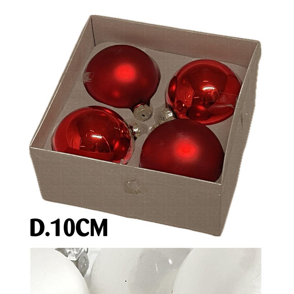 Uan 60942 Conf. Nature X4 Sfere Vetro Xmas D.10Cm Bianco