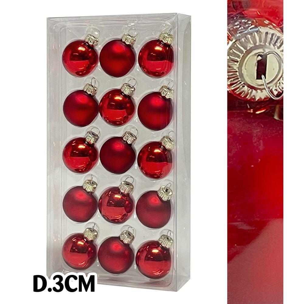 Uan 60955 Conf. Sheer X15 Sfere Vetro Xmas D.3Cm Rosso - Vetro Rosso - Addobbi Albero | Mikasa