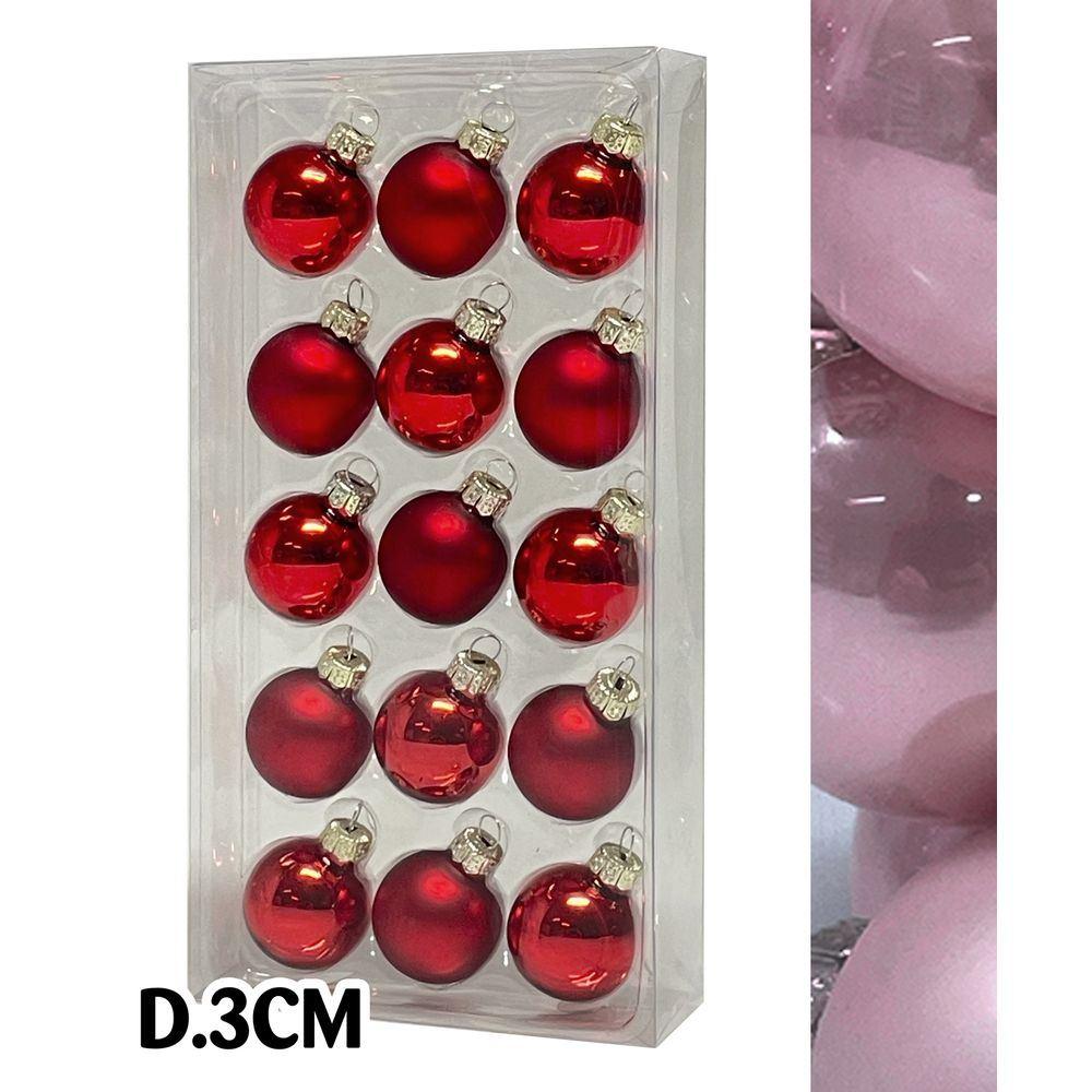 Uan 60957 Conf. Sheer X15 Sfere Vetro Xmas D.3Cm Rosa