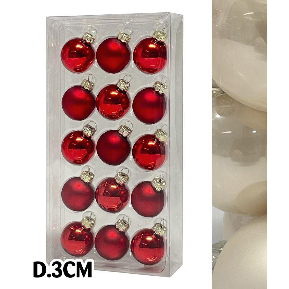 Uan 60959 Conf. Sheer X15 Sfere Vetro Xmas D.3Cm Avorio