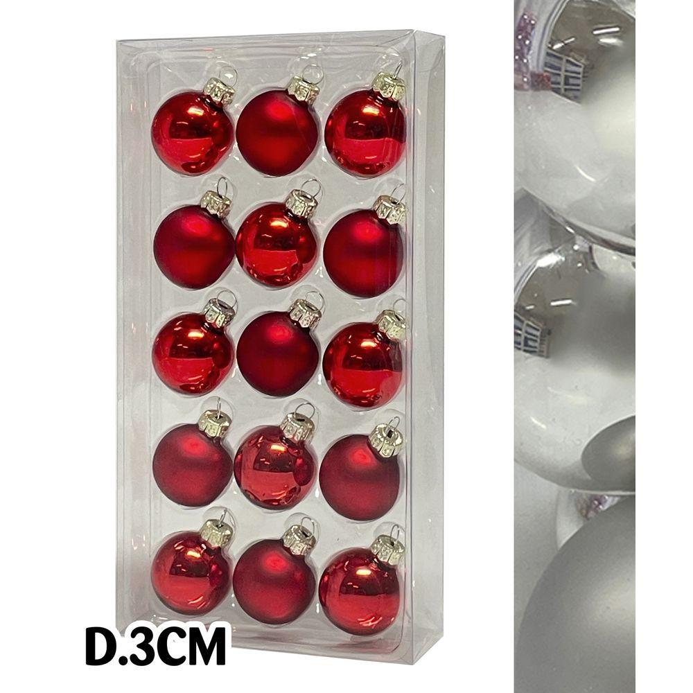 Uan 60960 Conf. Sheer X15 Sfere Vetro Xmas D.3Cm Argento