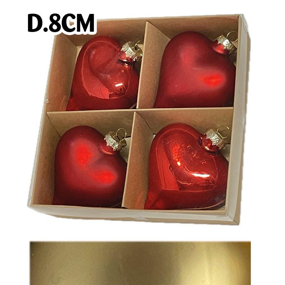 Uan 61058 Conf. Nature X4 Cuori Vetro Xmas D.8Cm Oro